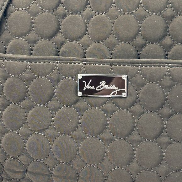 Vera Bradley Microfiber Purse Top Handle Satchel Quilted Espresso Brown Circles - Picture 2 of 16